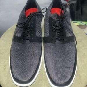 Men's Black Knit Lace-Up Derby Shoes Sz 12